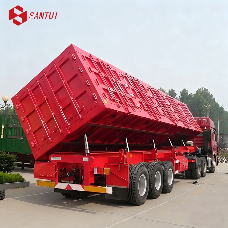 Factory 3 Axles 40/50 Tons Steel Side Dump Semi-Trailer Box Tipper Truck Trailer Construction Transporting