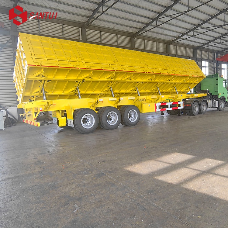 2/3/4/5 Axle Air Suspension Liftable First Last Axle European Style Double Section Box Side Tipping Dump Semi Trailer