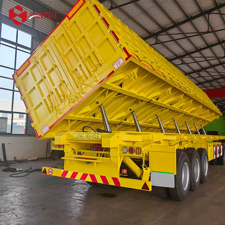2/3/4/5 Axle Air Suspension Liftable First Last Axle European Style Double Section Box Side Tipping Dump Semi Trailer