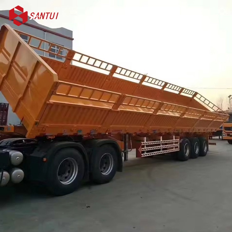 2/3/4/5 Axle Air Suspension Liftable First Last Axle European Style Double Section Box Side Tipping Dump Semi Trailer