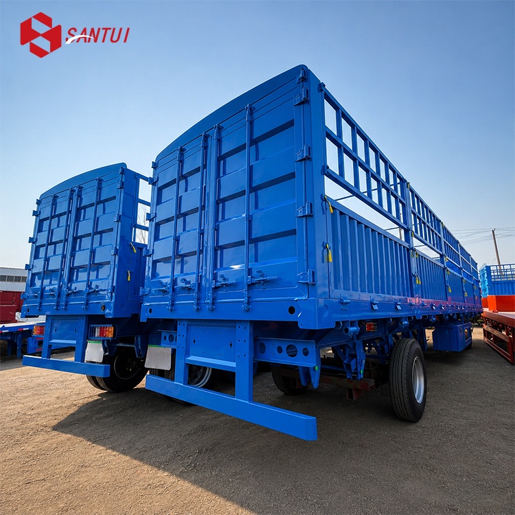 Blue 4 Axle Vertical Fence Plate Semi Trailer Stake Fence Semi-Trailer / New / Refurbished Fence Semi-Trailer