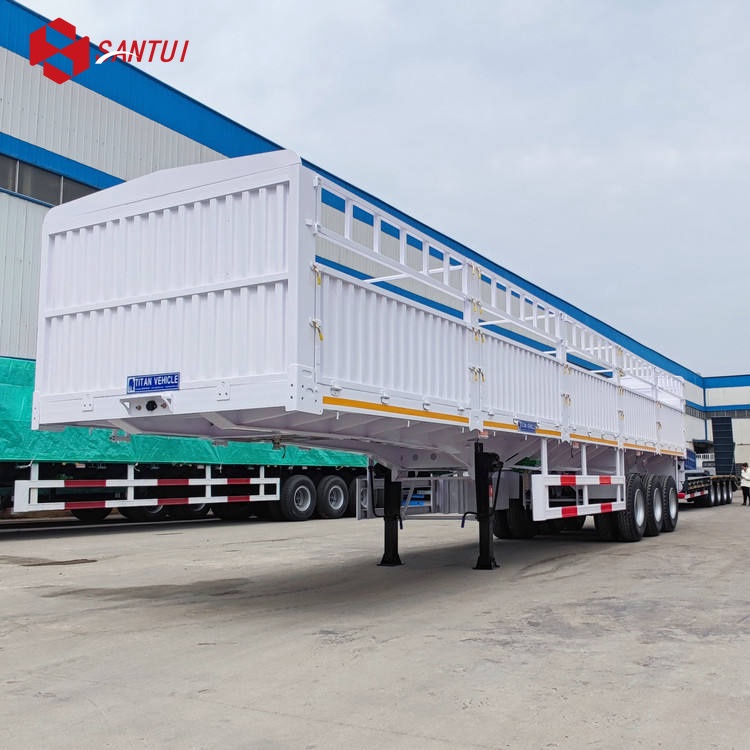 60 Ton 3-Axle Drop Side Wall Fence Semi Trailer with Steel Material