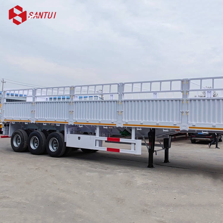 60 Ton 3-Axle Drop Side Wall Fence Semi Trailer with Steel Material