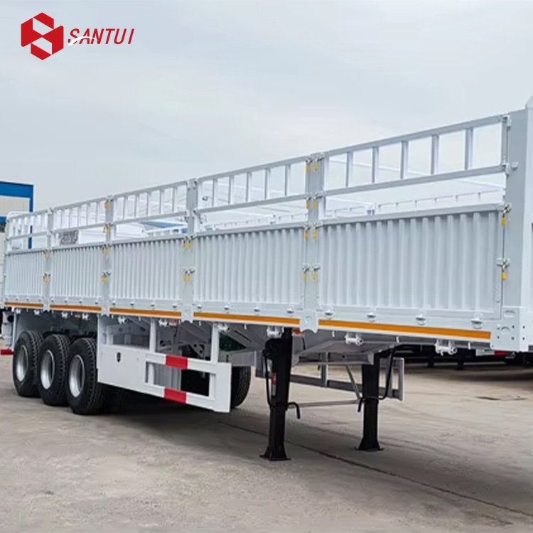60 Ton 3-Axle Drop Side Wall Fence Semi Trailer with Steel Material