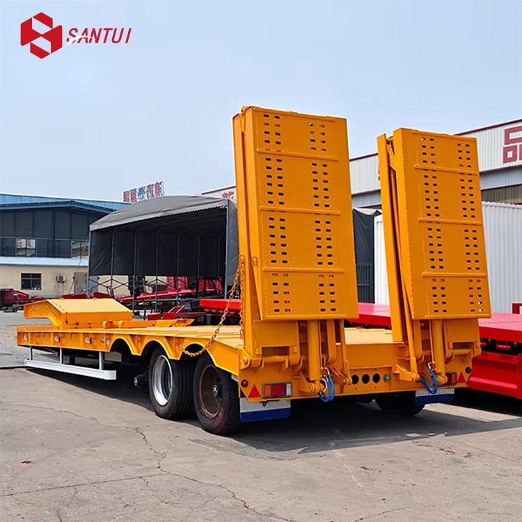 Steel Heavy Duty 3/4 Axles 50 Tons Lowboy Semi Trailer / New / Refurbished Lowboy Semi Trailer