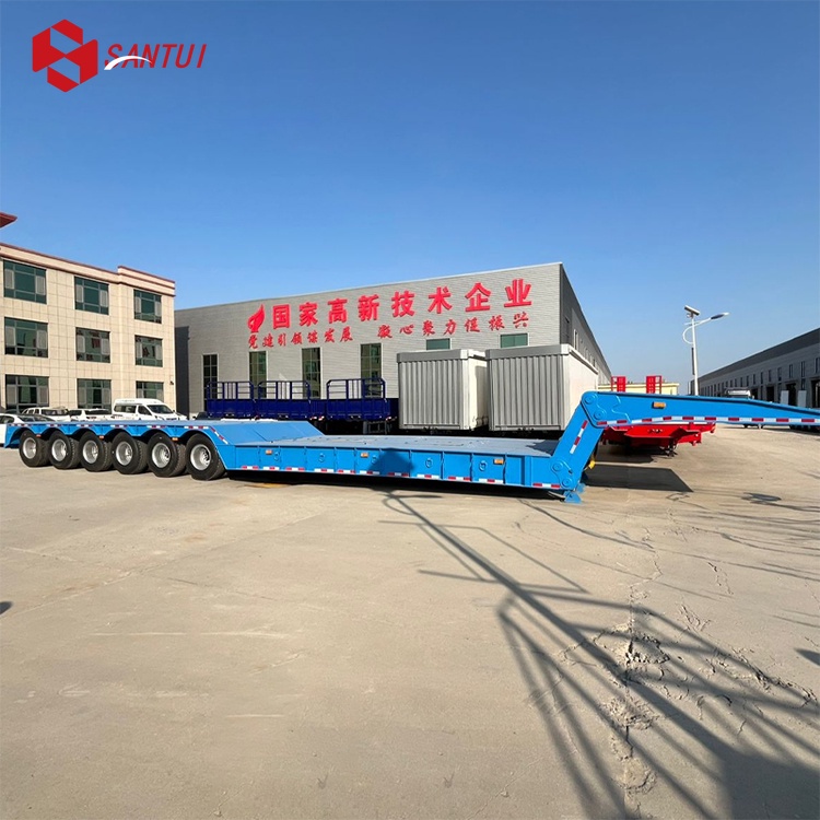 Steel Heavy Duty 3/4 Axles 50 Tons Lowboy Semi Trailer / New / Refurbished Lowboy Semi Trailer