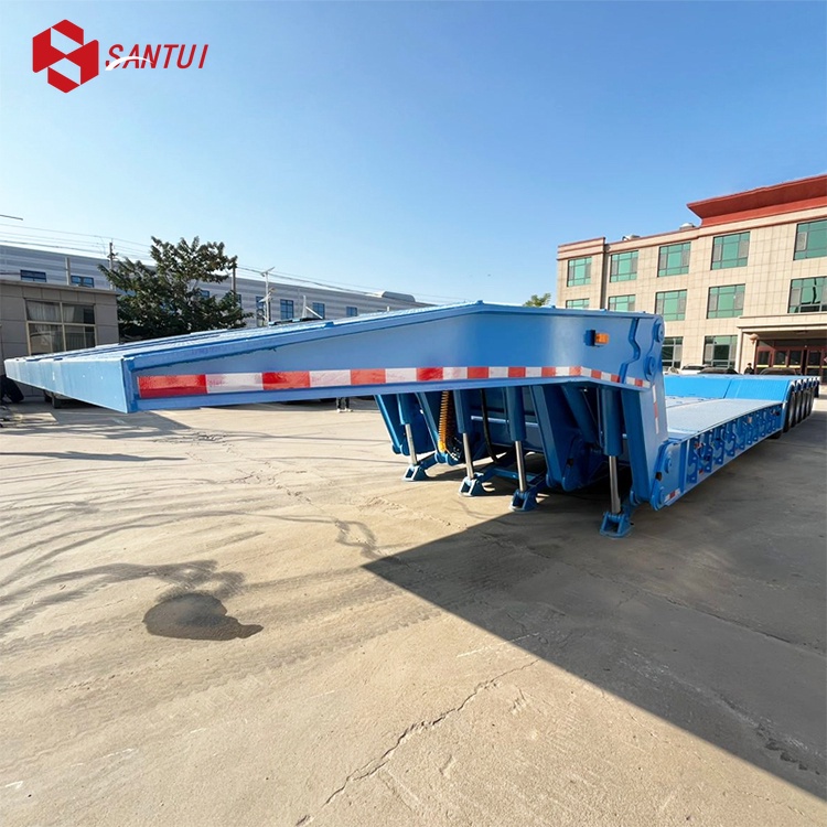 Steel Heavy Duty 3/4 Axles 50 Tons Lowboy Semi Trailer / New / Refurbished Lowboy Semi Trailer