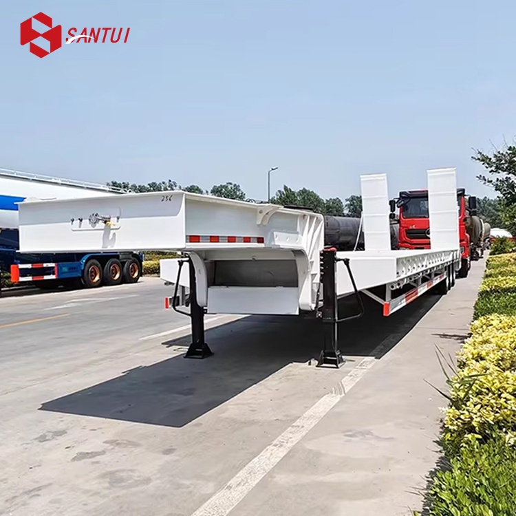 Steel Heavy Duty 3/4 Axles 50 Tons Lowboy Semi Trailer / New / Refurbished Lowboy Semi Trailer
