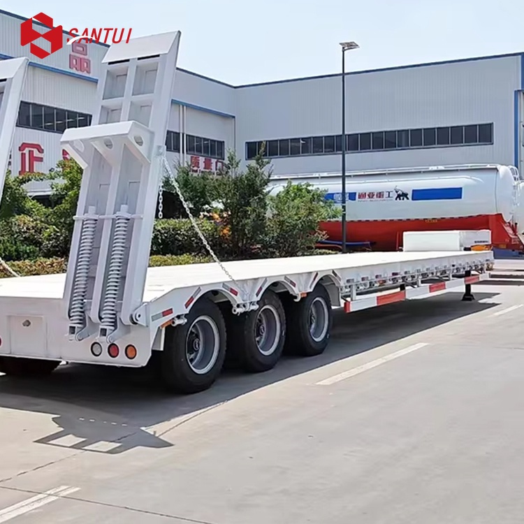 Steel Heavy Duty 3/4 Axles 50 Tons Lowboy Semi Trailer / New / Refurbished Lowboy Semi Trailer