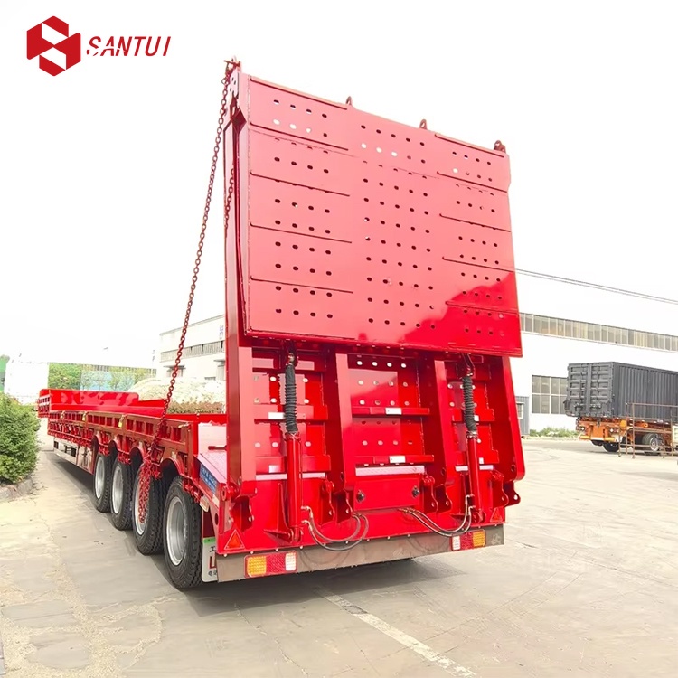 Heavy Duty Gooseneck Lowboy Trailer Truck 3/4/5 Axle 50 60 80 Ton Capacity Steel Lowboy Semi Trailer