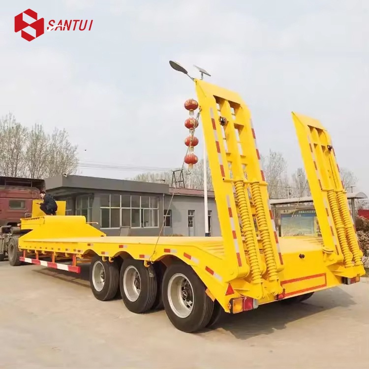 Heavy Duty Gooseneck Lowboy Trailer Truck 3/4/5 Axle 50 60 80 Ton Capacity Steel Lowboy Semi Trailer