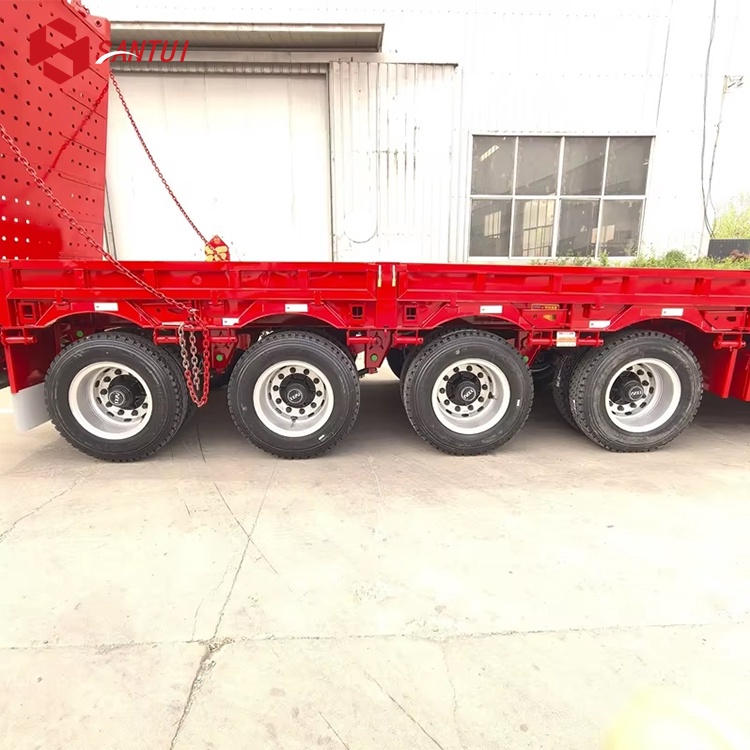 Heavy Duty Gooseneck Lowboy Trailer Truck 3/4/5 Axle 50 60 80 Ton Capacity Steel Lowboy Semi Trailer