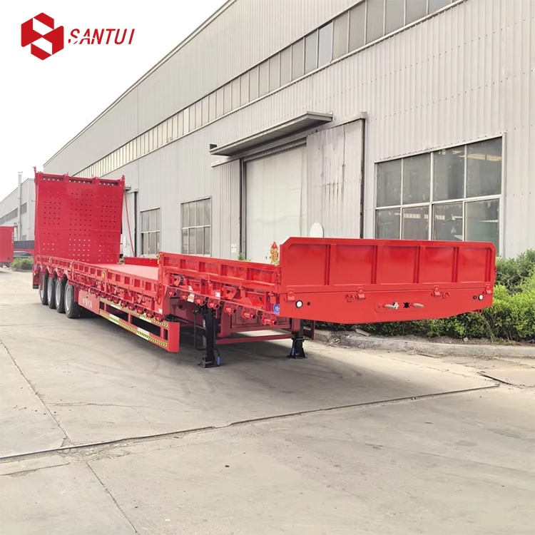 Heavy Duty Gooseneck Lowboy Trailer Truck 3/4/5 Axle 50 60 80 Ton Capacity Steel Lowboy Semi Trailer