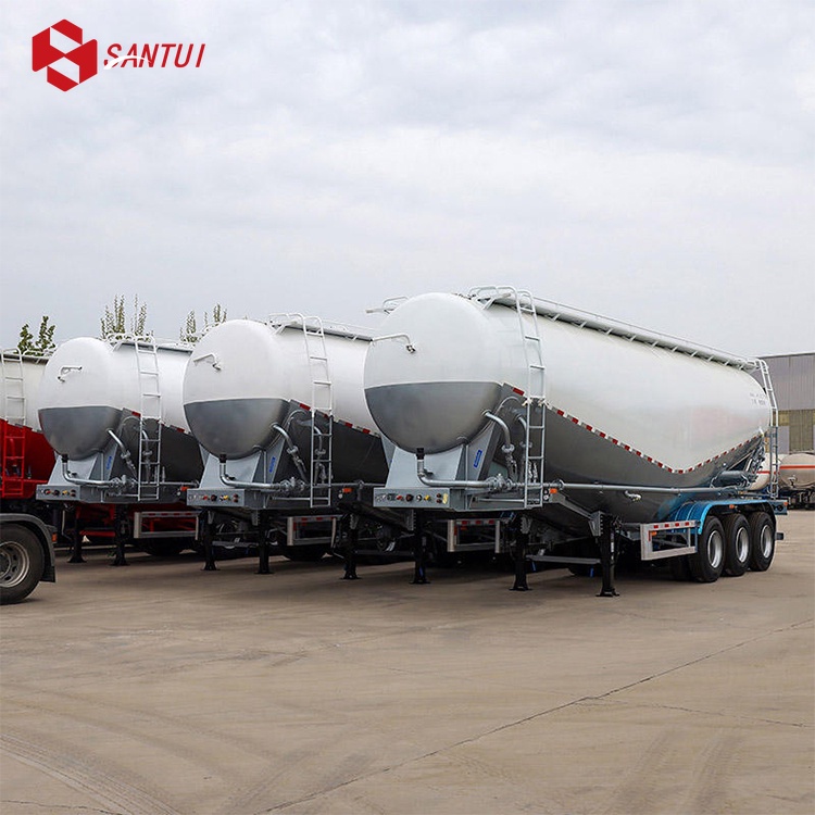2/3/4 Axle Tank Semi Trailer / Carbon Steel Transport Cement Tanker Truck Trailer