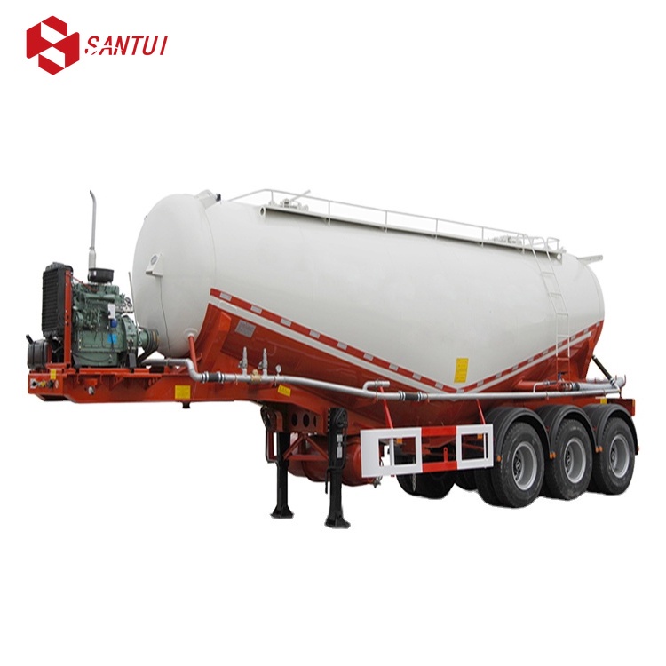 2/3/4 Axle Tank Semi Trailer / Carbon Steel Transport Cement Tanker Truck Trailer