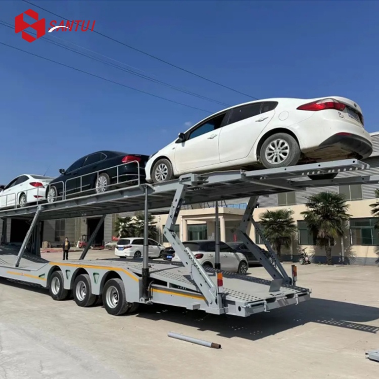 Double Floor Steel Chassis 2 Axle Auto Car Carrier Semi Trailer
