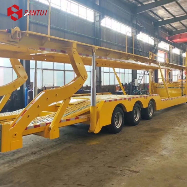 Double Floor Steel Chassis 2 Axle Auto Car Carrier Semi Trailer