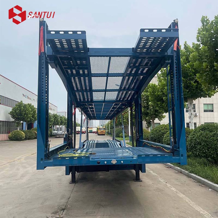 20m Steel Car Carrier Transport Semi Trailer / 2-Axles Car Transporter Trailer
