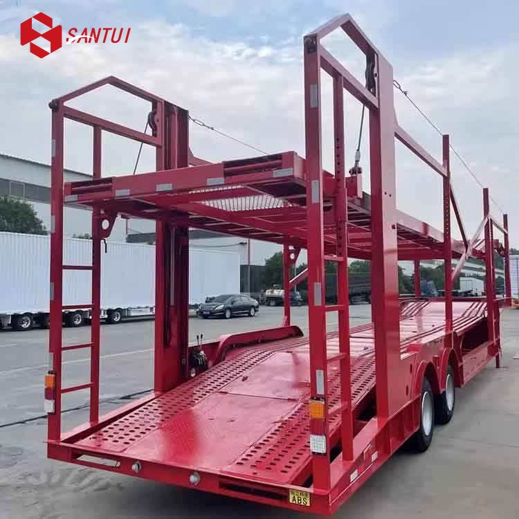 20m Steel Car Carrier Transport Semi Trailer / 2-Axles Car Transporter Trailer