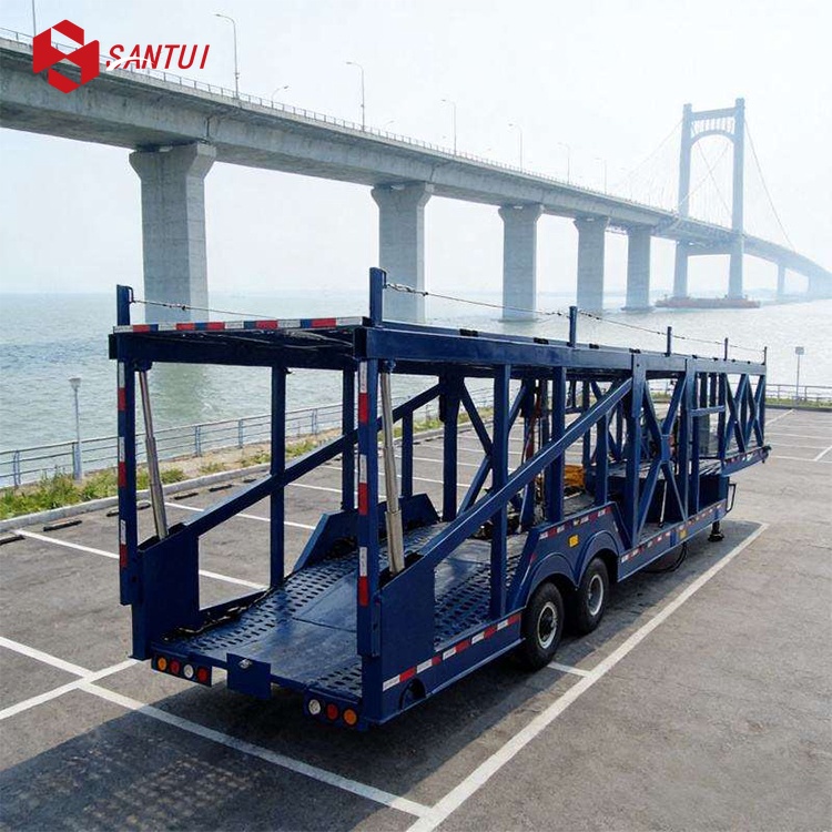 20m Steel Car Carrier Transport Semi Trailer / 2-Axles Car Transporter Trailer