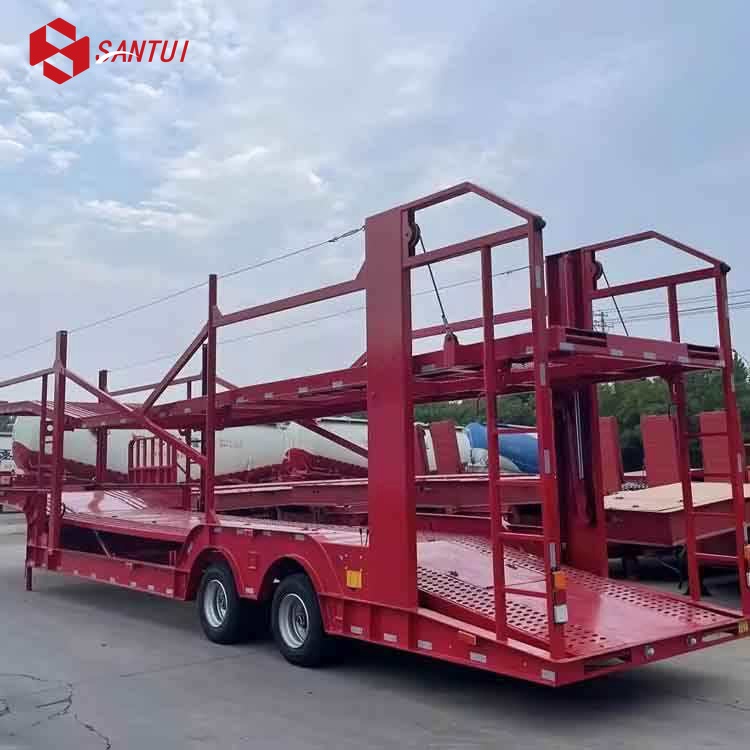 20m Steel Car Carrier Transport Semi Trailer / 2-Axles Car Transporter Trailer
