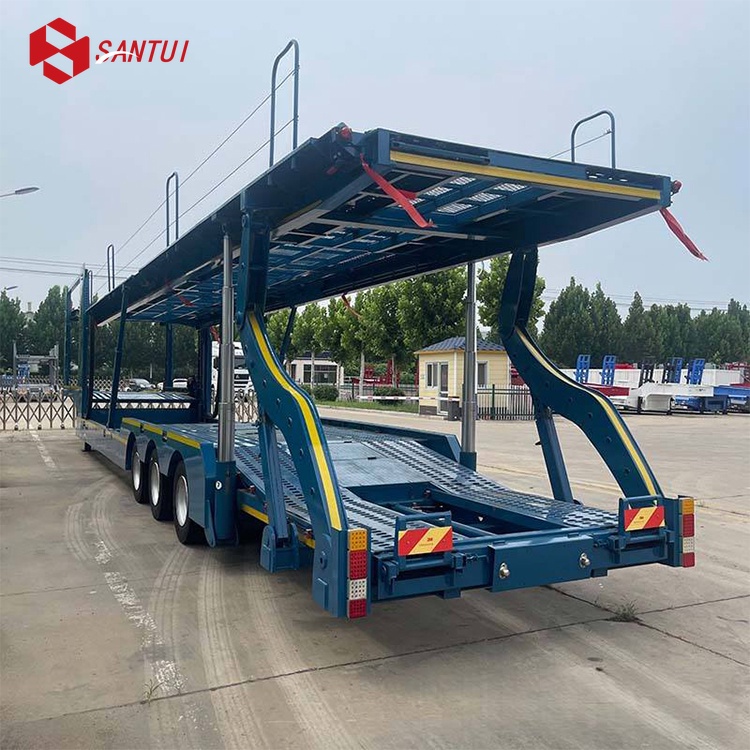 20m Steel Car Carrier Transport Semi Trailer / 2-Axles Car Transporter Trailer