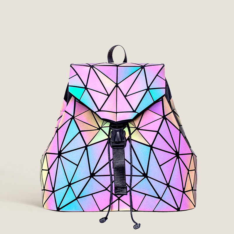 Women's backpack ins fashion laser diamond grid geometric backpack Japanese and Korean trend Harajuku Feng student backpack in stock Women's backpack ins fashion laser diamond grid geometric backpack Japanese and Korean trend Harajuku Feng student backpack in stock