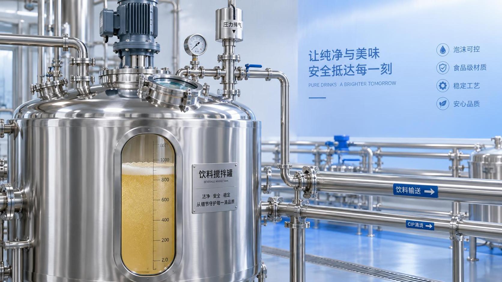 How to reduce foaming in a stainless steel mixing tank