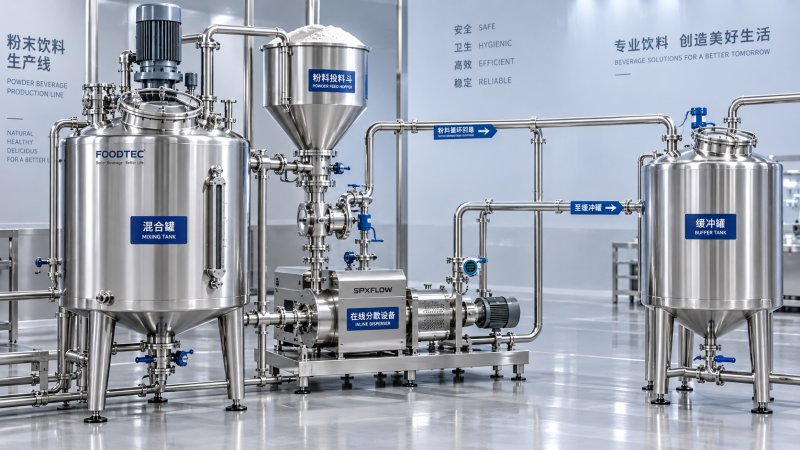 Integrating a Mixing Tank into a Powder-Based Beverage Production Line 분말 기반 음료 생산 라인에 혼합 탱크 통합하기
