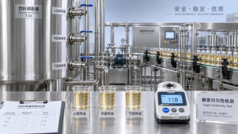 Blending Tank Sampling: Checking Brix Uniformity Before Bottling 블렌딩 탱크 샘플링: 병입 전 브릭스 균일성 확인