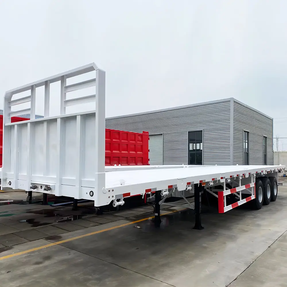 60 Ton 3 Axle 40ft Container Flatbed Steel Semi-Trailer 