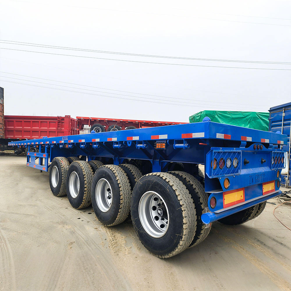 60 Ton 3 Axle 40ft Container Flatbed Steel Semi-Trailer 