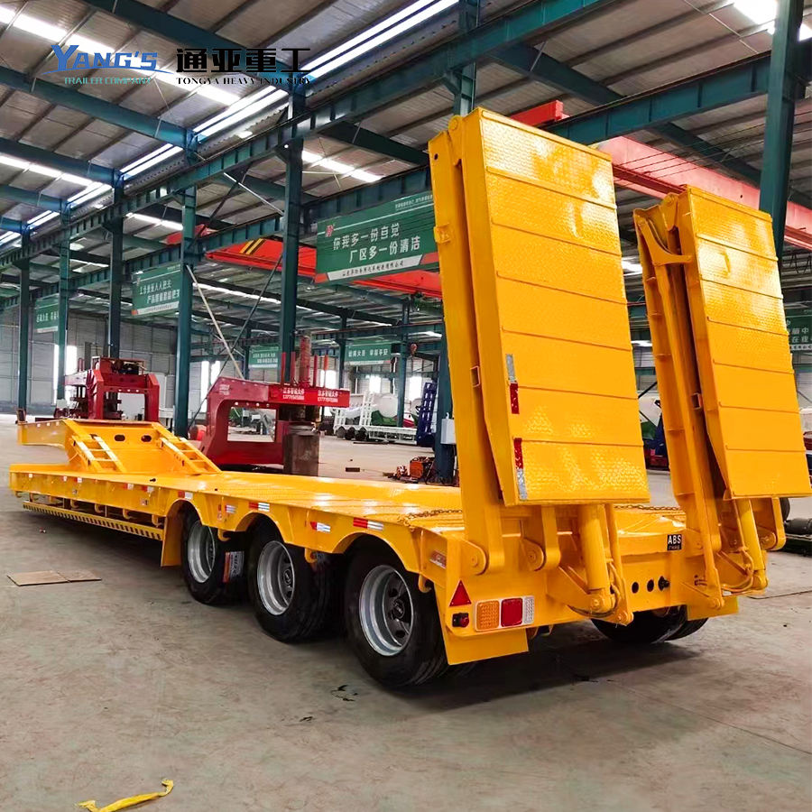 3/4 axle hydraulic telescopic gooseneck low flatbed semi-trailer
