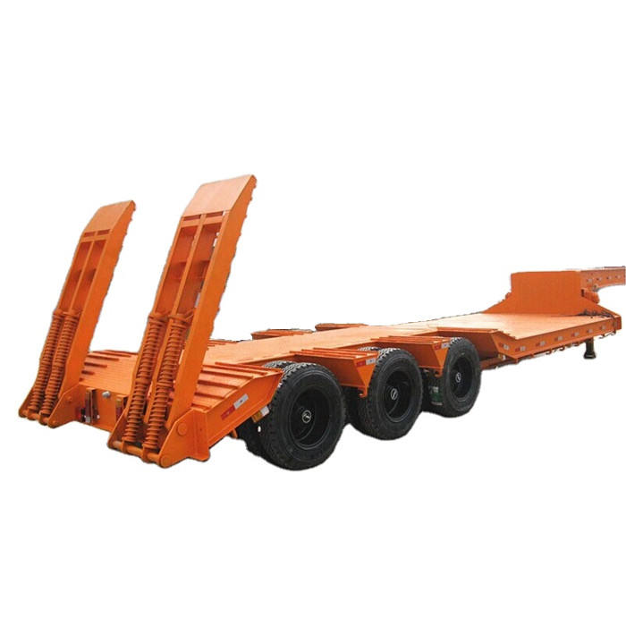 3/4 axle hydraulic telescopic gooseneck low flatbed semi-trailer