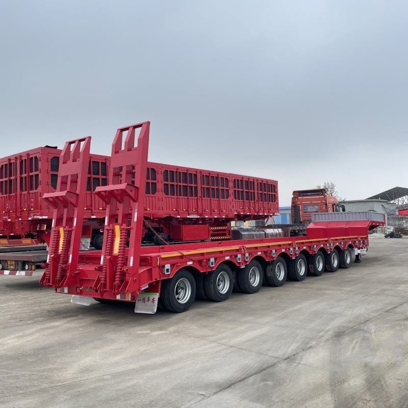 Heavy-duty 8-axle 120-ton low flatbed semi-trailer