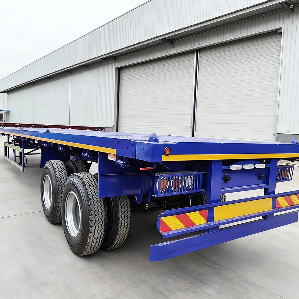  2 Axles Steel Flatbed Semi Trailer Customized Size 