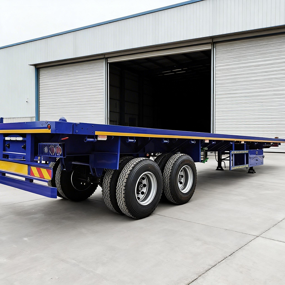  2 Axles Steel Flatbed Semi Trailer Customized Size 