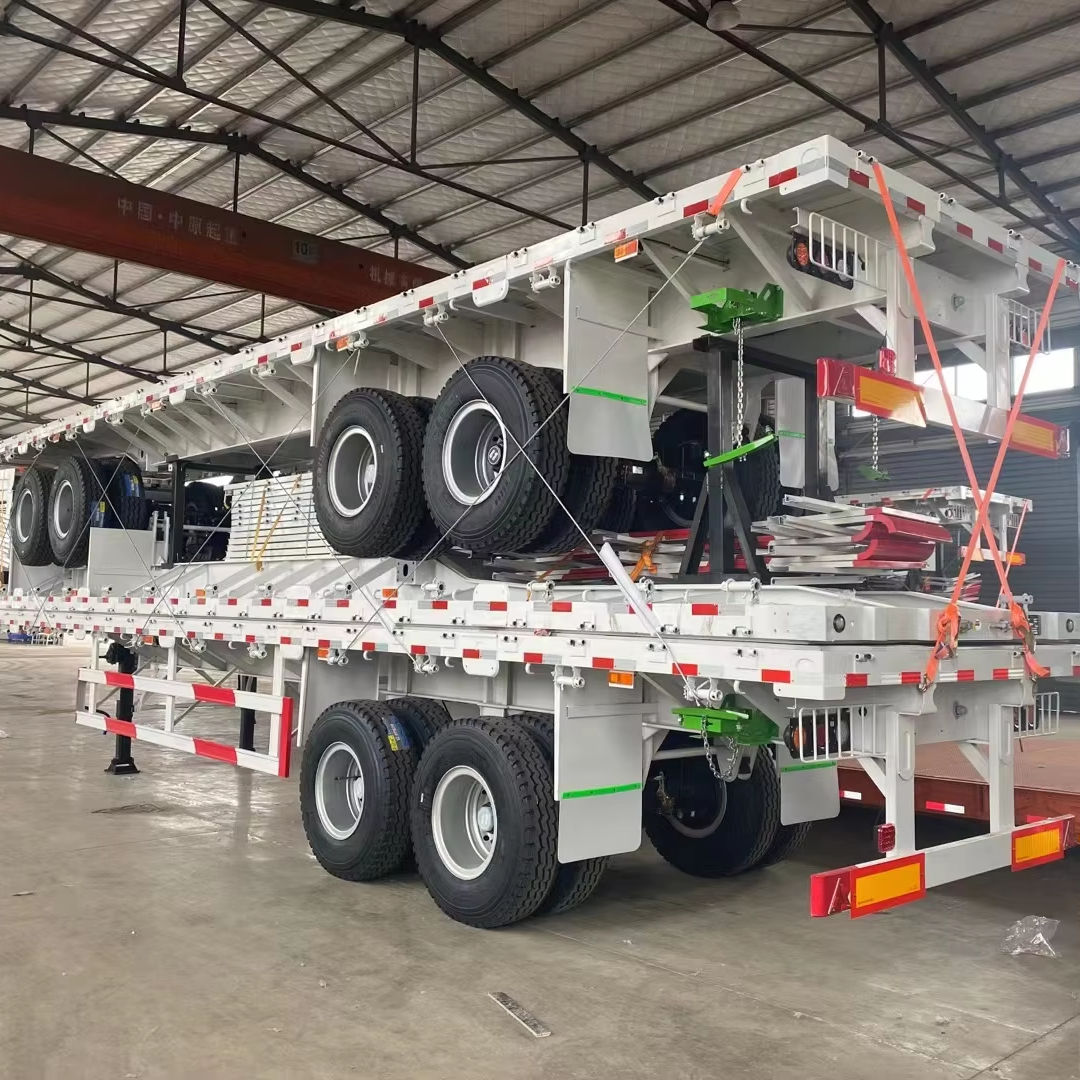  2 Axles Steel Flatbed Semi Trailer Customized Size 