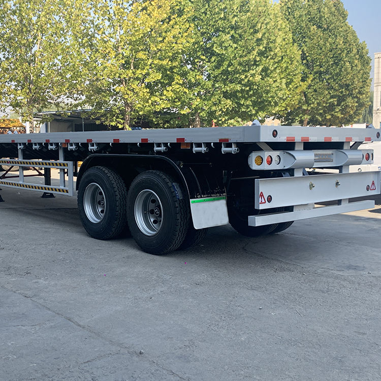  2 Axles Steel Flatbed Semi Trailer Customized Size 