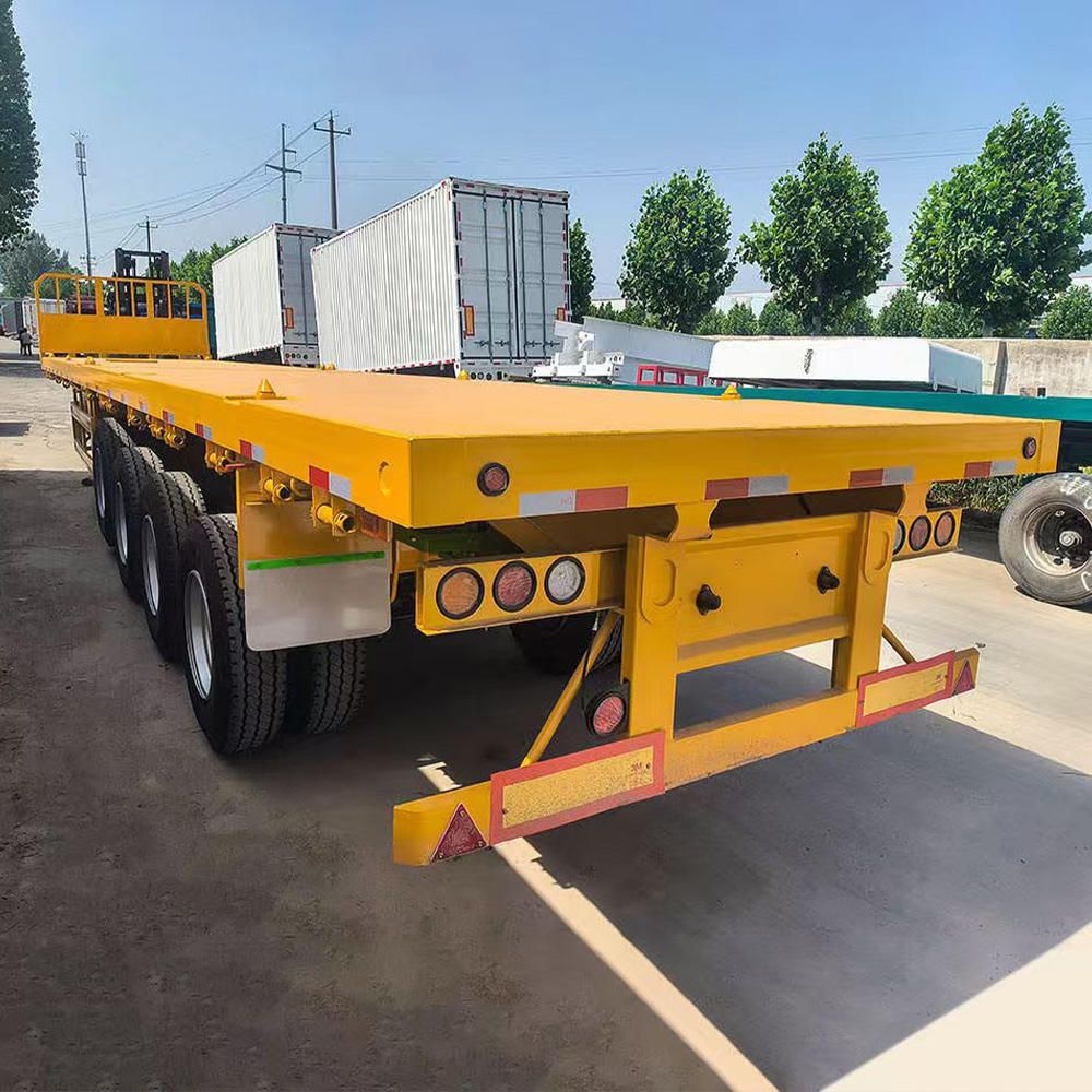 High Loading 60-80Ton 4 Axles High-tensile Steel Semi-Trailer Flatbed Trailer 20ft/40ft Container Trailer