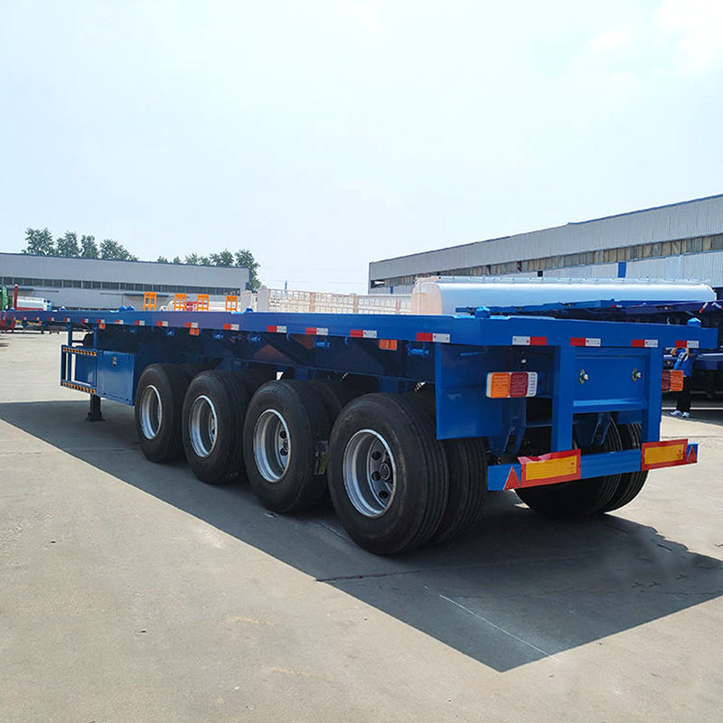 High Loading 60-80Ton 4 Axles High-tensile Steel Semi-Trailer Flatbed Trailer 20ft/40ft Container Trailer