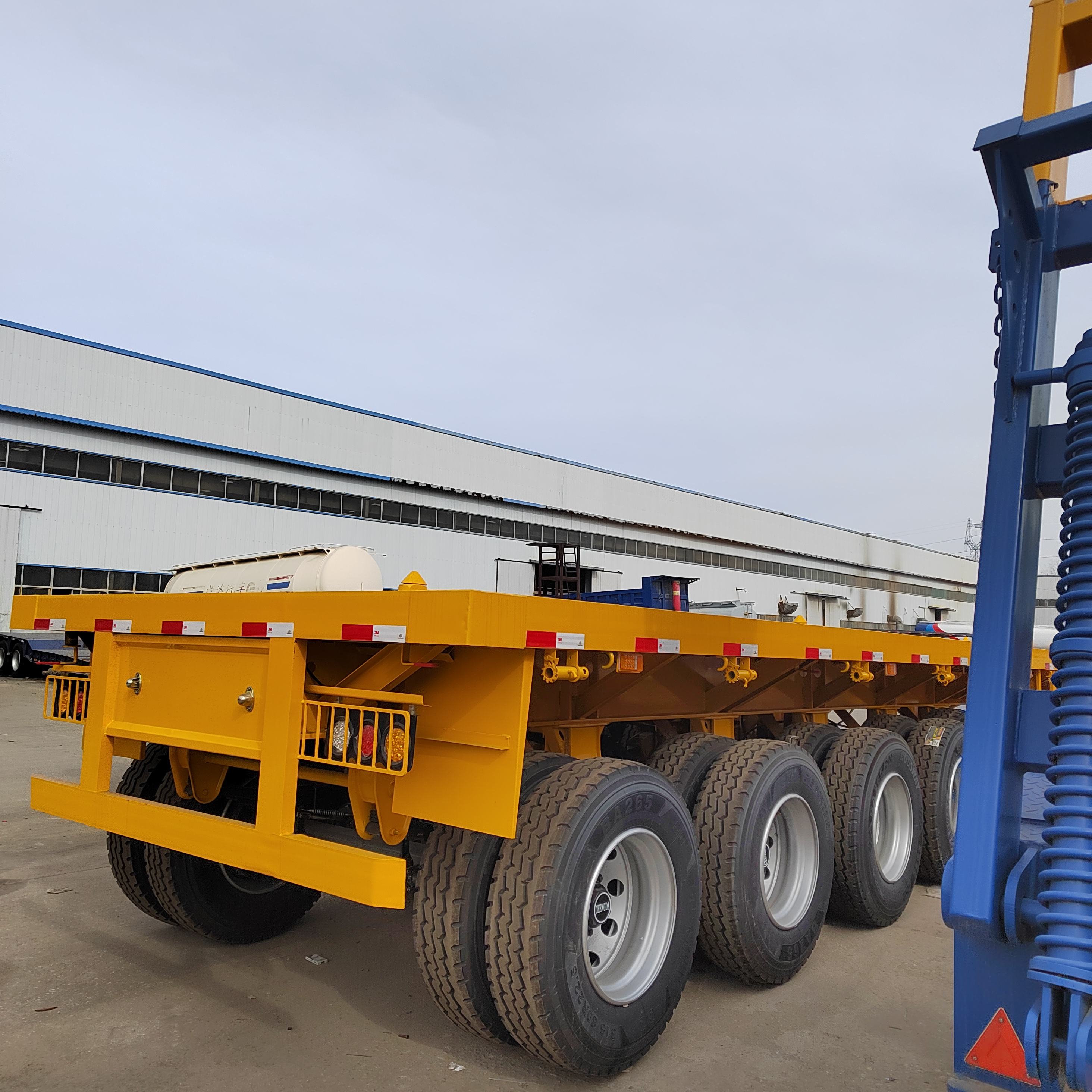 5 Axle Flatbed Semi Trailer 40FT 45FT 60T Container Flatbed Truck Trailers Cargo Transport Steel Flatbed Tow Truck