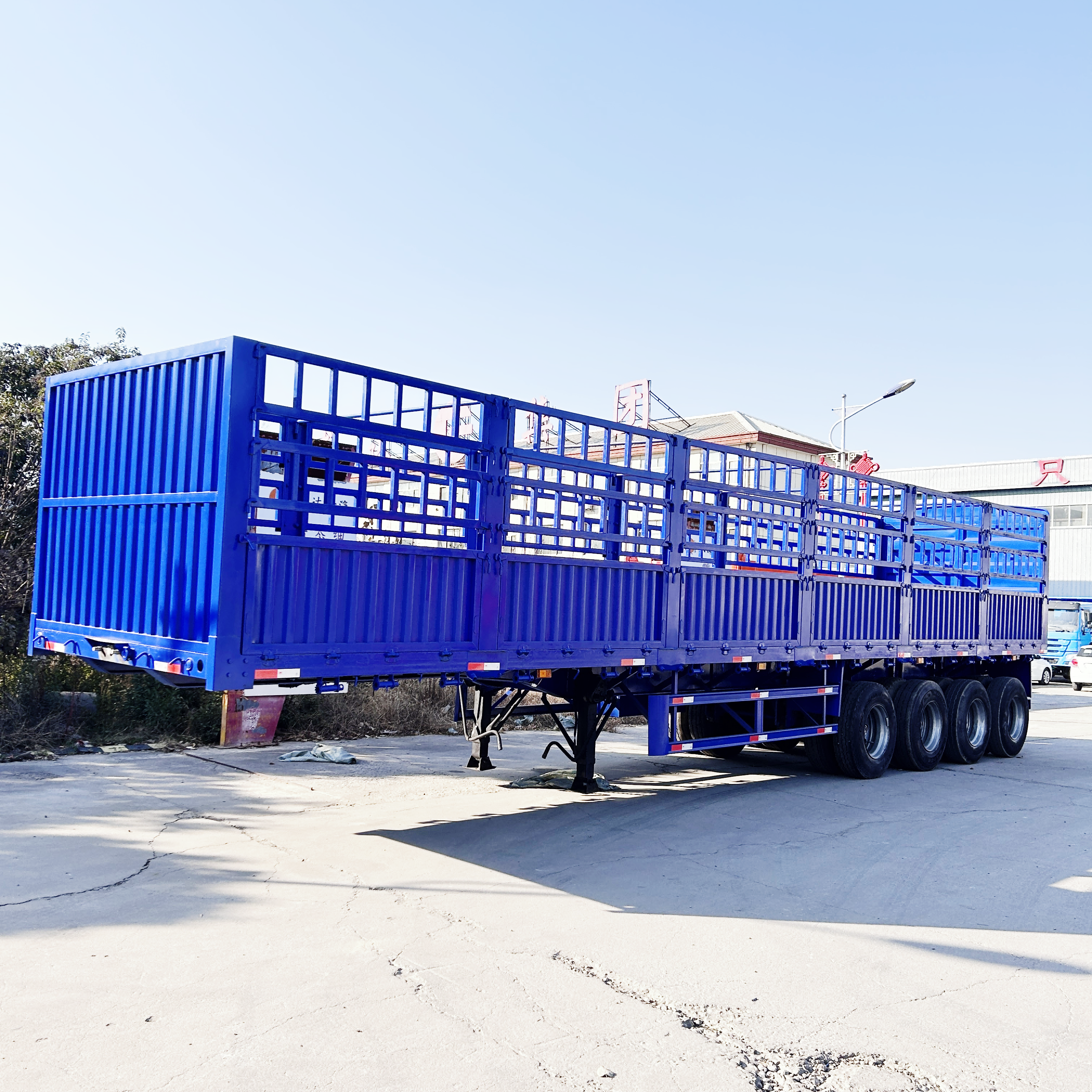 Bulk Container Cargo Transport 4-Axle High-Sided Fence Side Wall Semi Trailer