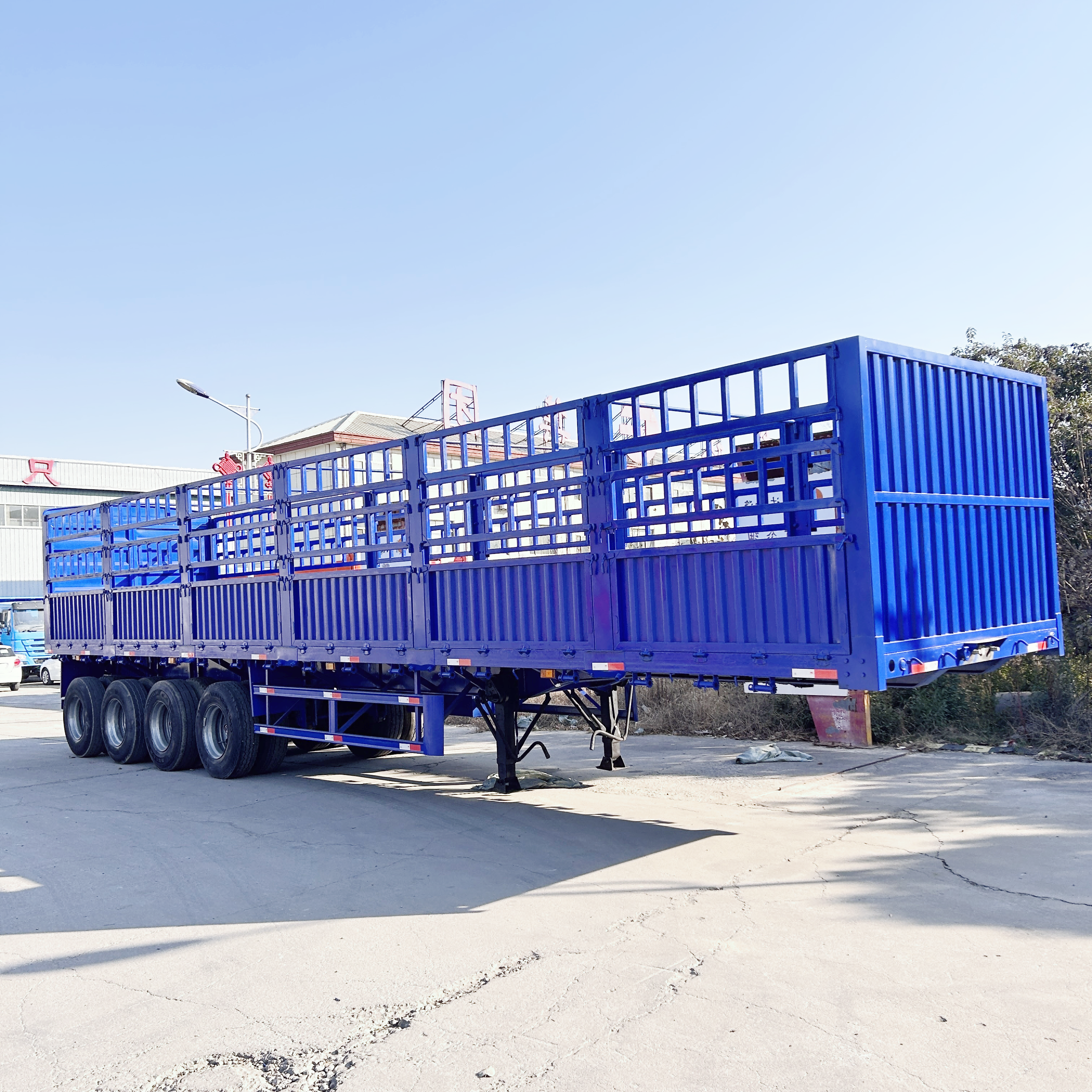 Bulk Container Cargo Transport 4-Axle High-Sided Fence Side Wall Semi Trailer
