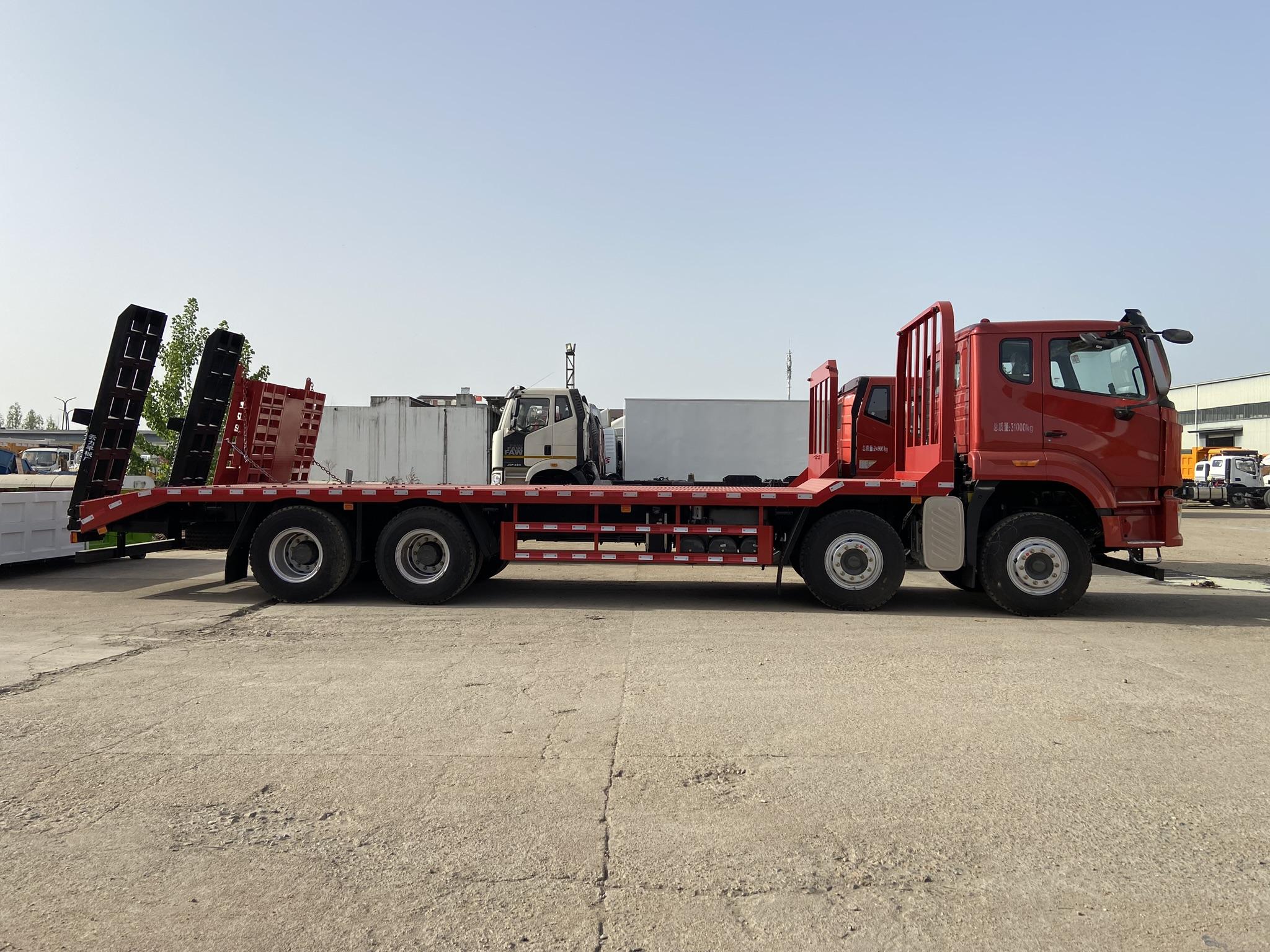 flatbed truck Howo 8x4  for heavy machinery transport