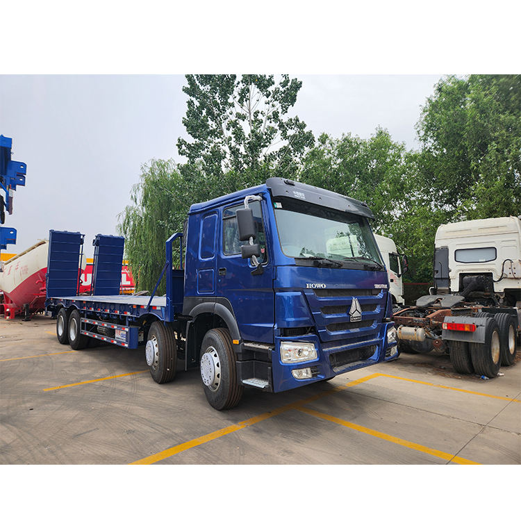 flatbed truck Howo 8x4  for heavy machinery transport