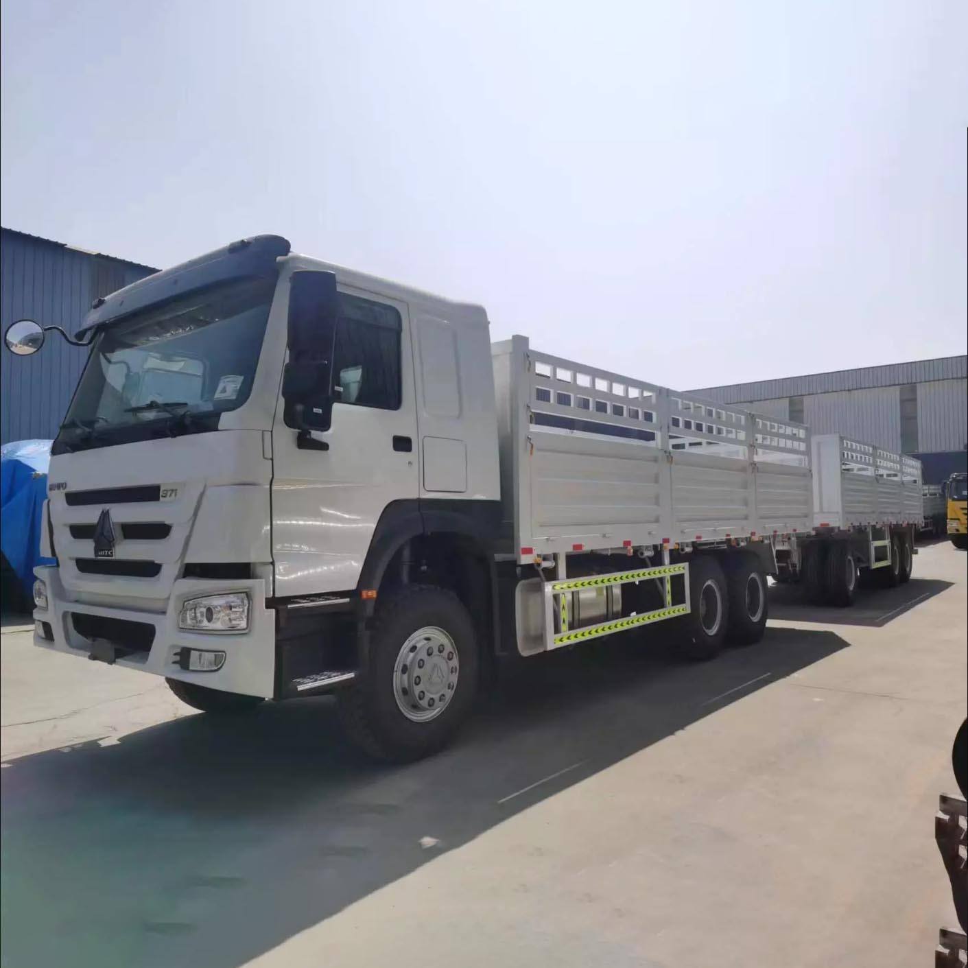 Durable Using 371hp 6X4 HOWO 10 Wheeler Fence Cargo Truck with Full Cargo Trailer