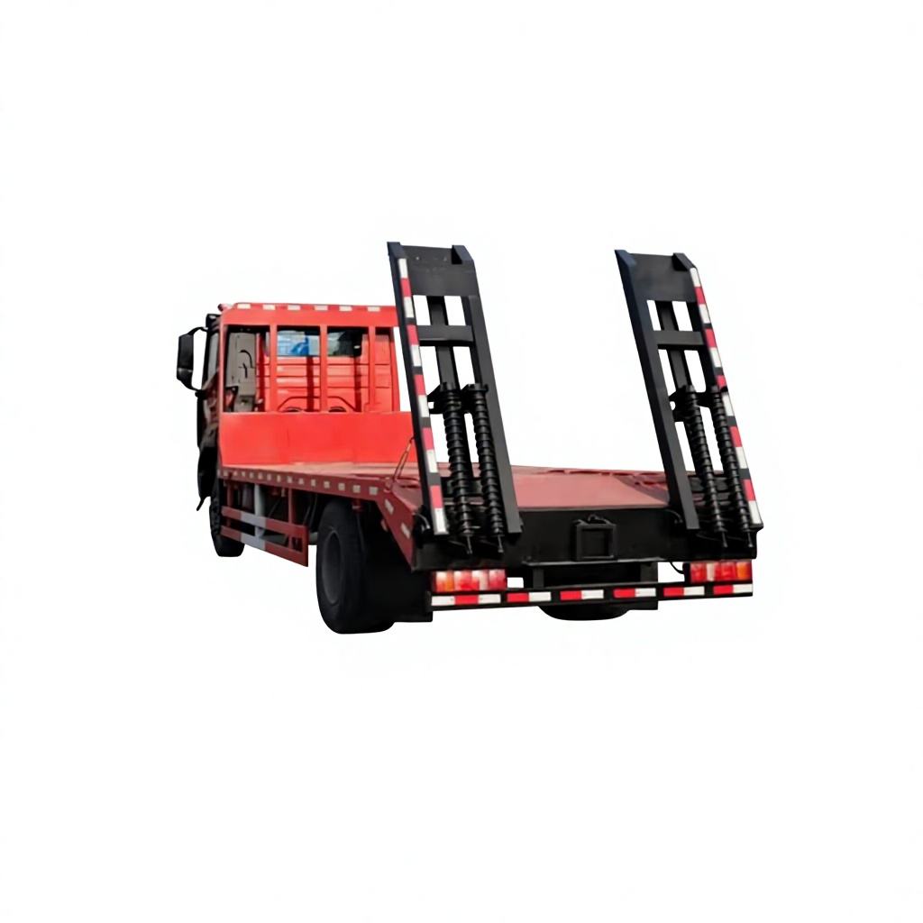 SINOTRUK HOWO 4X2 Light Flatbed Cargo Truck 141HP Euro III With Loading Ramp Ladder Small Machinery Transport Lorry