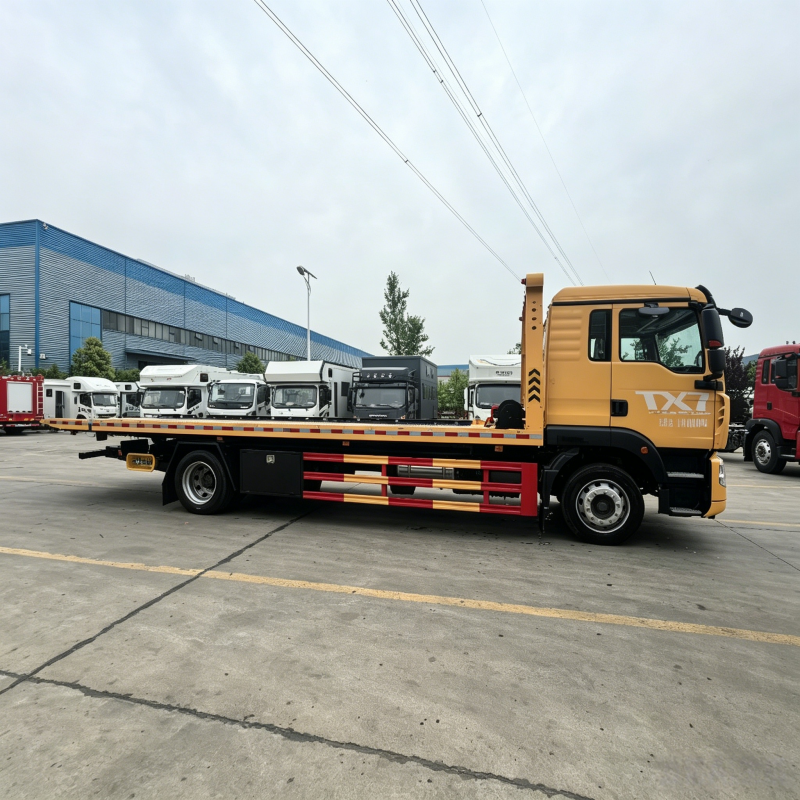 HOWO TX 6x4 Heavy Duty Flatbed Rollback Wrecker Truck 10-15 Ton Towing Capacity, 10 Ton Winch One Carry One Tow Road Rescue Vehicle