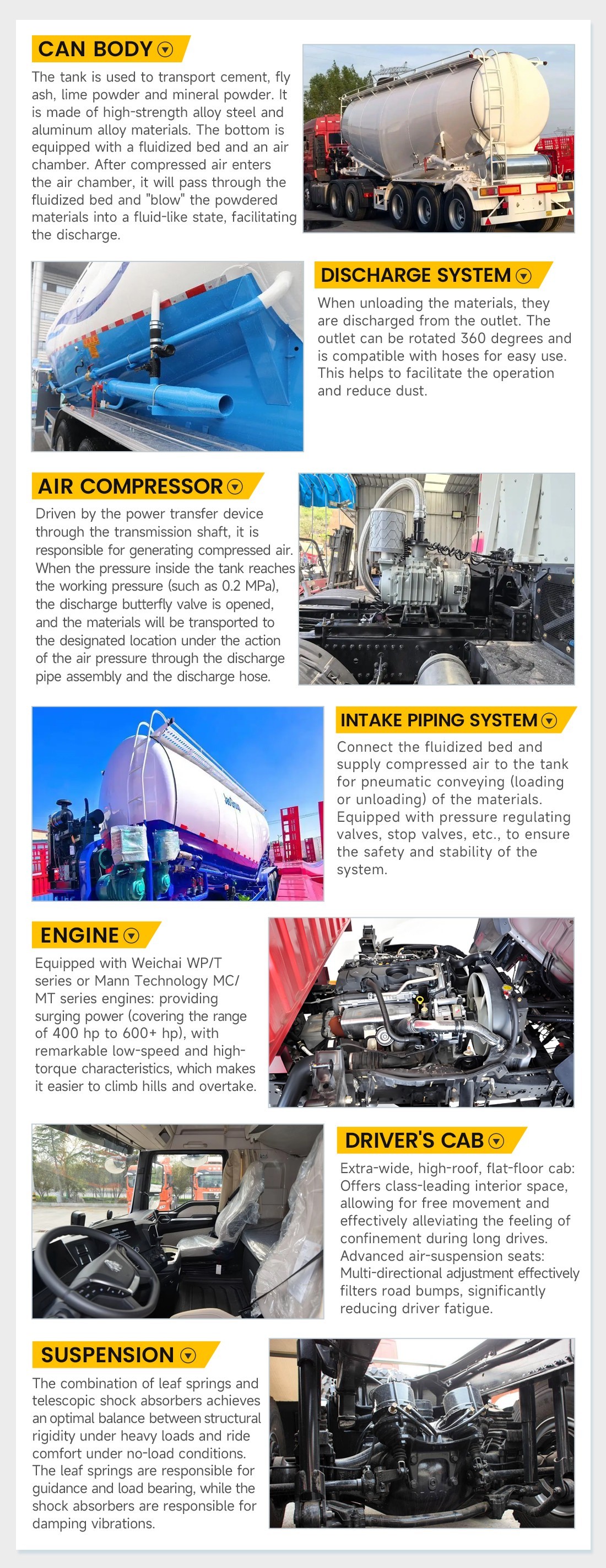 Custom 15m3 Bulk Cement Tanker Truck Dry Powder Cement Carrier Truck With Pneumatic Unloading for Construction Export